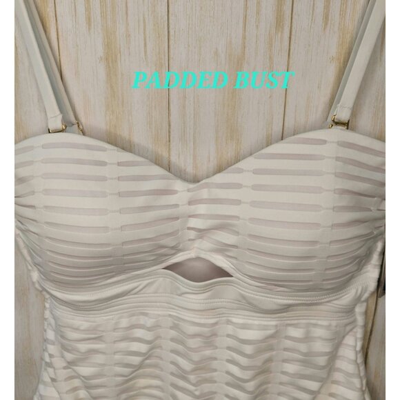 Kenneth Cole White One-Piece Padded Bust Tummy Toner Swimsuit Size Large Classy - Picture 5 of 12
